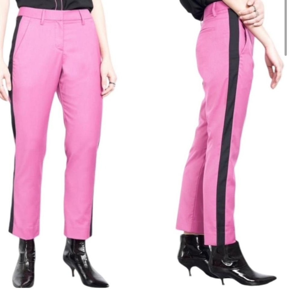 Wildfang Empower Slim Colorblock Pant Women's Size 4 Pink Black Trousers Suiting